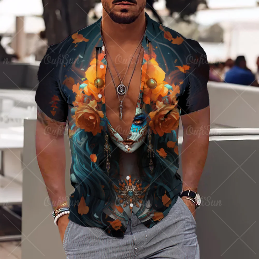 Hawaiian Beach Men Casual Shirts Floral For 3d Printed Short Sleeve Fashion Tops 5xl Tee Sale Imported Clothing Korean