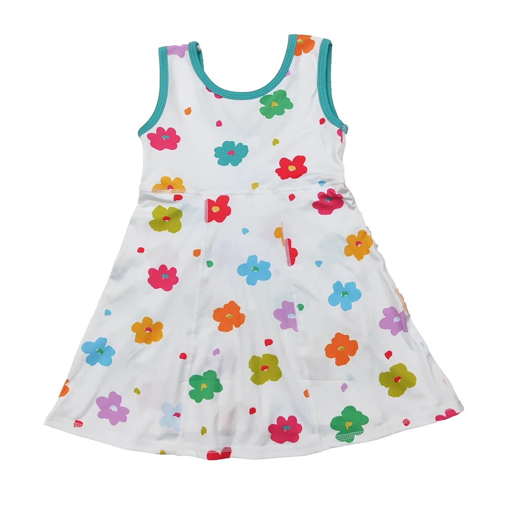 

9.1 Летние платья для маленьких девочек Платья без рукавов с яркими цветами для йоги длиной до колена для маленьких девочек