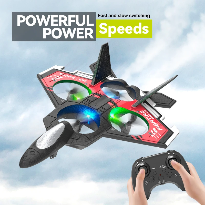 S98 RC Plane Remote Control Aircraft Toy Foam Fixed with Light Height Stunt Four-axis Combat Drone Toys for Kids Christmas Gifts