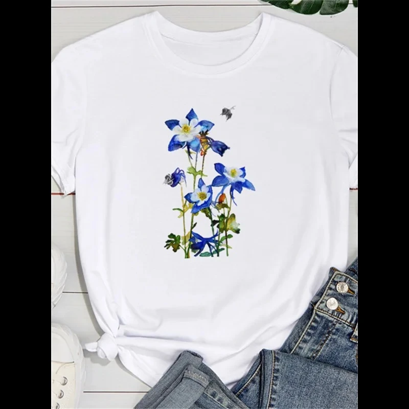 Hot-selling New Model Woman Summer Fashion Women's T-shirt Flower Graphic Women Clothes Graphic T Shirts Aesthetic Clothes Tops