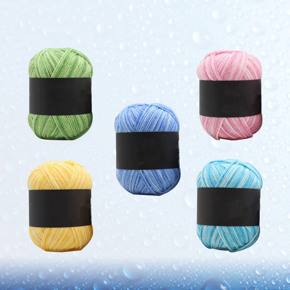 

5 Rolls Multicolor Gradient Cotton Yarn Crochet Knitting Thread Three-Ply Soft Durable For Diy Blankets Socks Baby Accessories