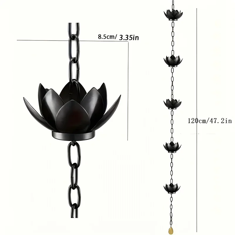 New Outdoor Chain Flower Rain Chain Outdoor Garden Chain Decoration Drain Black Gold  Rain Chain