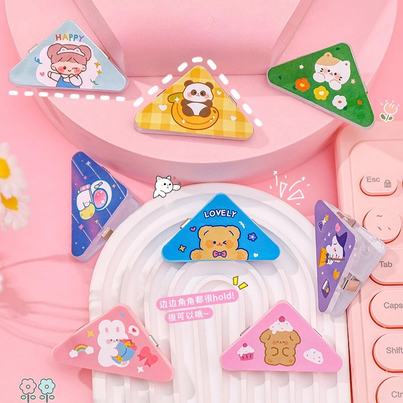 Office School Supplies Multifunctional Cartoon Color Corner Clip Student Cute Pp Note Test Paper Information Storage Triangle