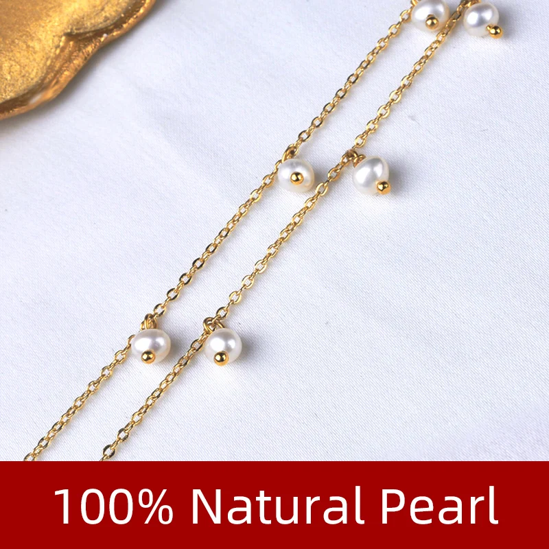 NYMPH غرامة مجوهرات لؤلؤ المياه العذبة الطبيعية الخصر سلسلة اليدوية حقيقية 14K حقن الذهب هدية للنساء Y10013 #5