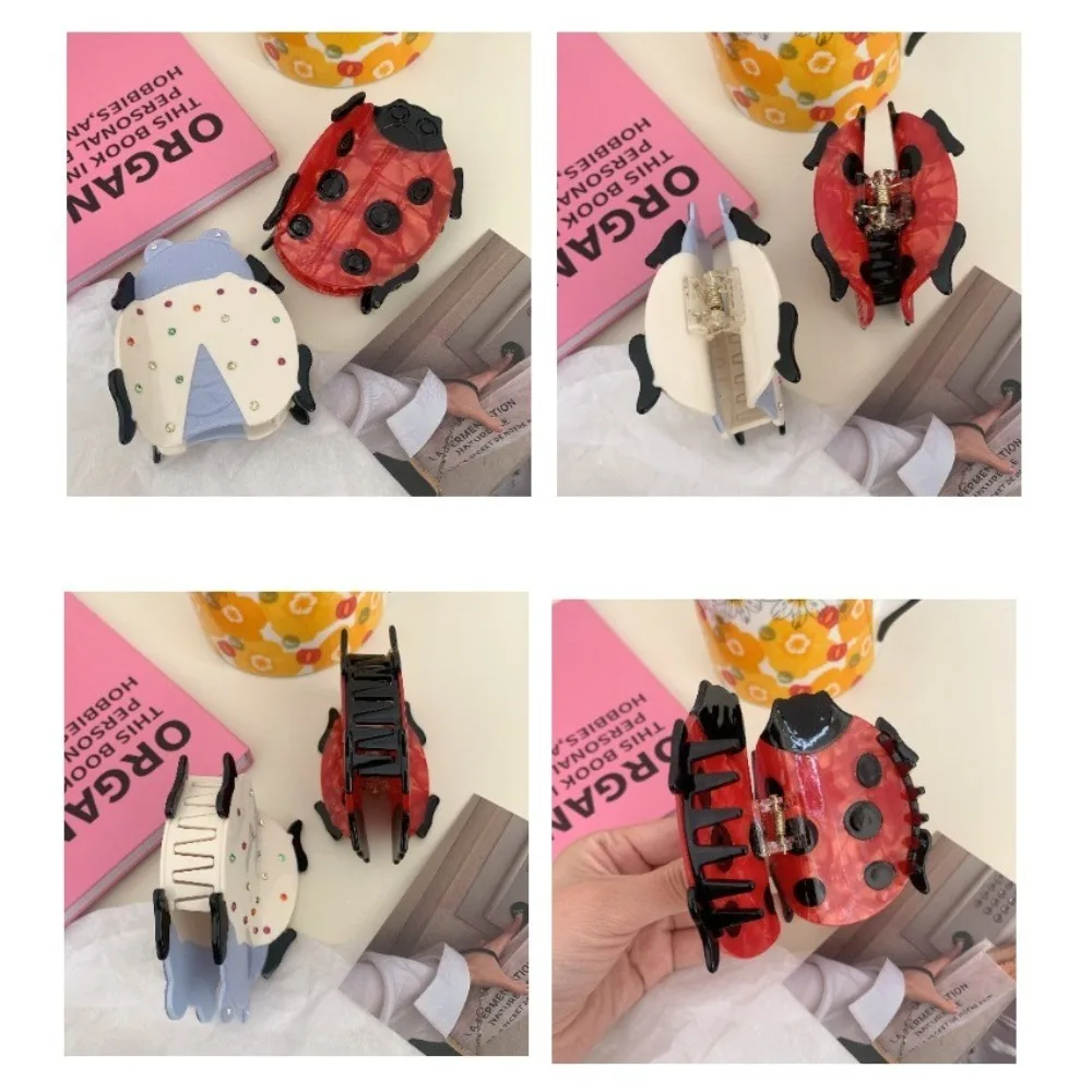 Korean Style Ladybird Grab Clip Cartoon Insect Acetic Acid Hair Claw Hair Accessories Ponytail Holder Claw Clip Ladies