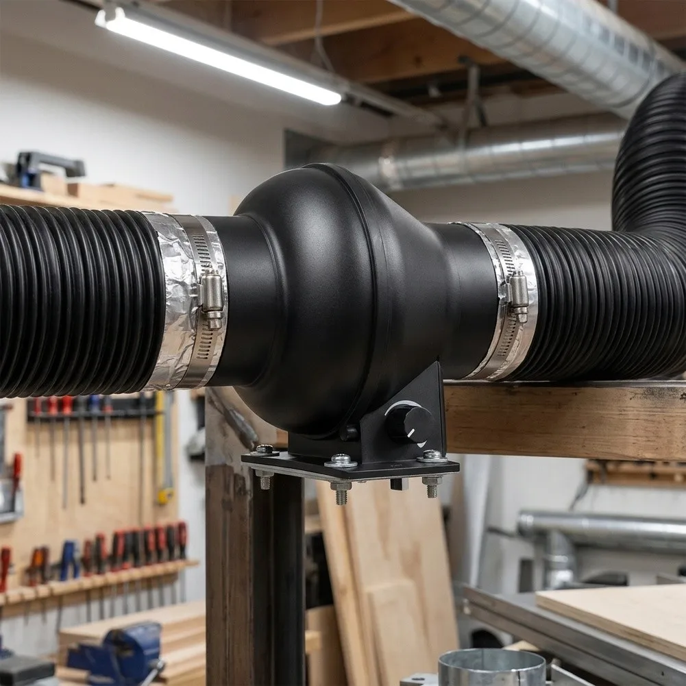 4‑Inch Inline Duct Ventilation Fan, Air Duct Mount Fan With Flow Controller, Quiet Blower For Greenhouse, Hydroponics