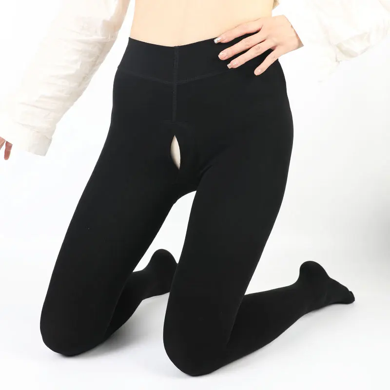 Men Sexy Pantyhose Bare-Leg Artifact Stockings Silky Slim 300d Unfleece Large-Size Leggings Open Crotch Thermal Underwear Pants