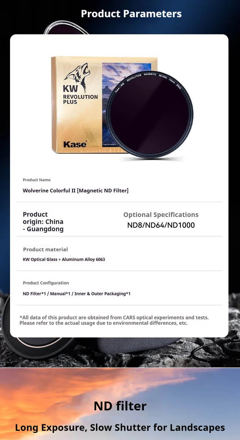 Kase ND8/64/1000 Wolverine Prism II Magnetischer ND-Filter, Neutraldichtefilter, Neutraldichtefilter, Langzeitbelichtung – Detail 2