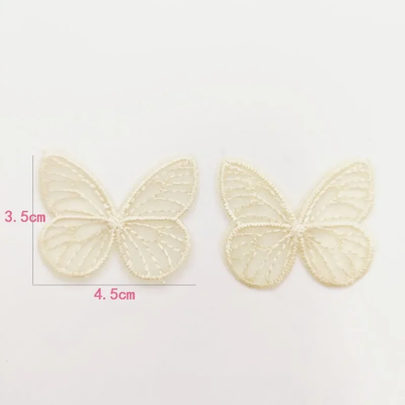 20Pcs/lot 4.5*3.5cm Embroidered Mesh Butterfly Cloth Patches Appliques for Clothes Sewing Supplies DIY Hair Clip Accessories