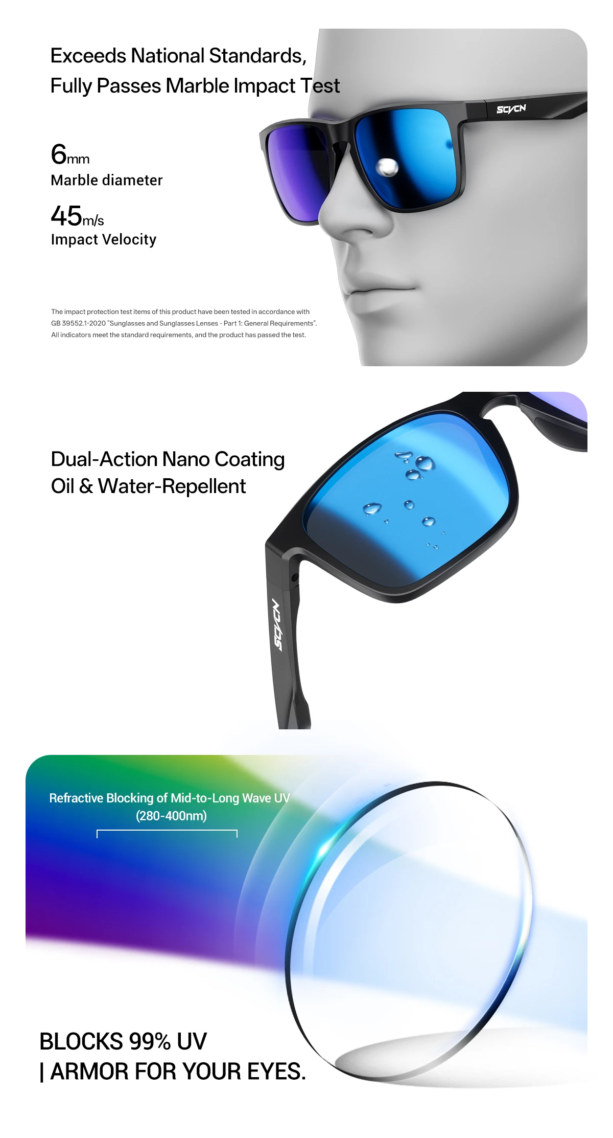 SCVCN Polarisierte Angelbrille Outdoor-Sportausrüstung Camping-Brille Fahrradbrille MTB Fahrrad-Eyewear Rennrad-Brille Nachtfahrbrille Golfbrille – Detail 12