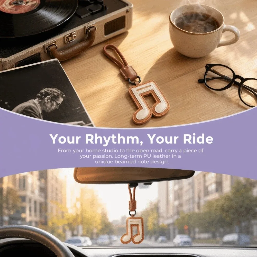 Beamed Sixteenth Note Musical Note Keychain Treble Note Eighth Note Music Pendant Fashion Creative PU Leather Keyring