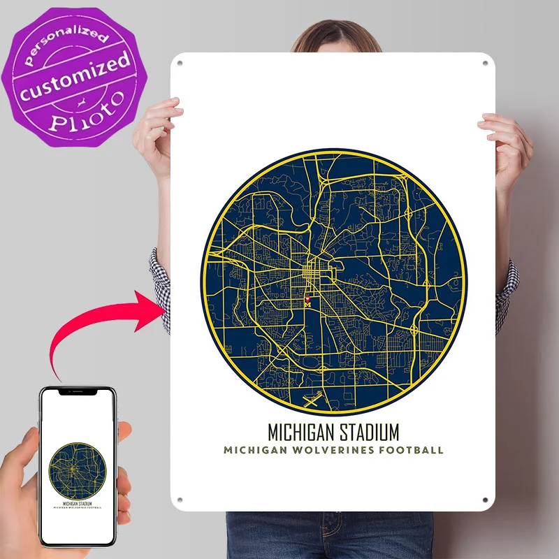 Michigan Wolverines Personalized 3D Textured Metal Poster Wall Art Vintage Tin Signs for Decoration Room Decorating Interior