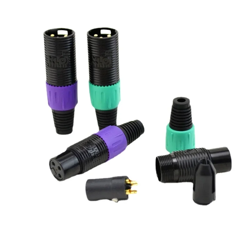 Conector de Cable de Audio HiFi, 4 piezas, chapado en oro, 3 pines, XLR