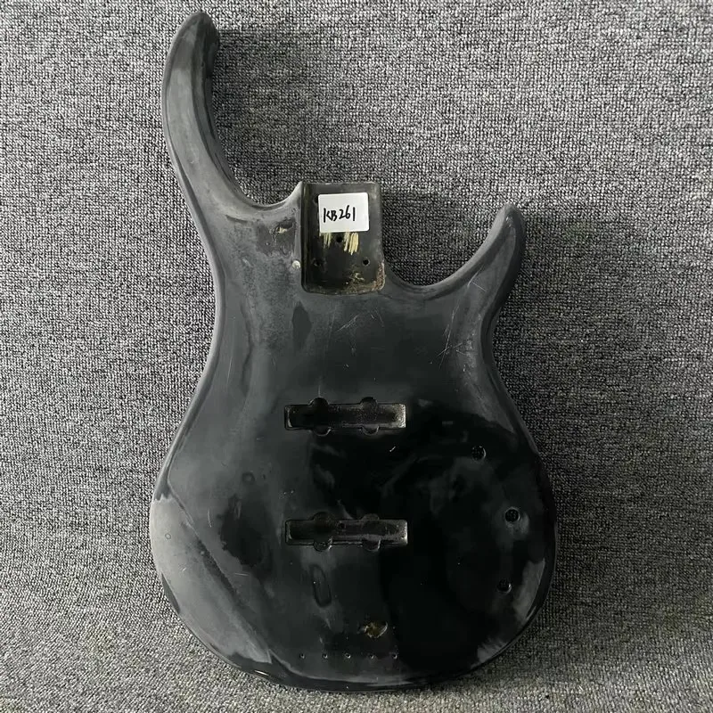 KB261 Matte Black Color Jazz Bass Body in Solid Basswood JB Pickups Passive Right Hand with Paints Damages