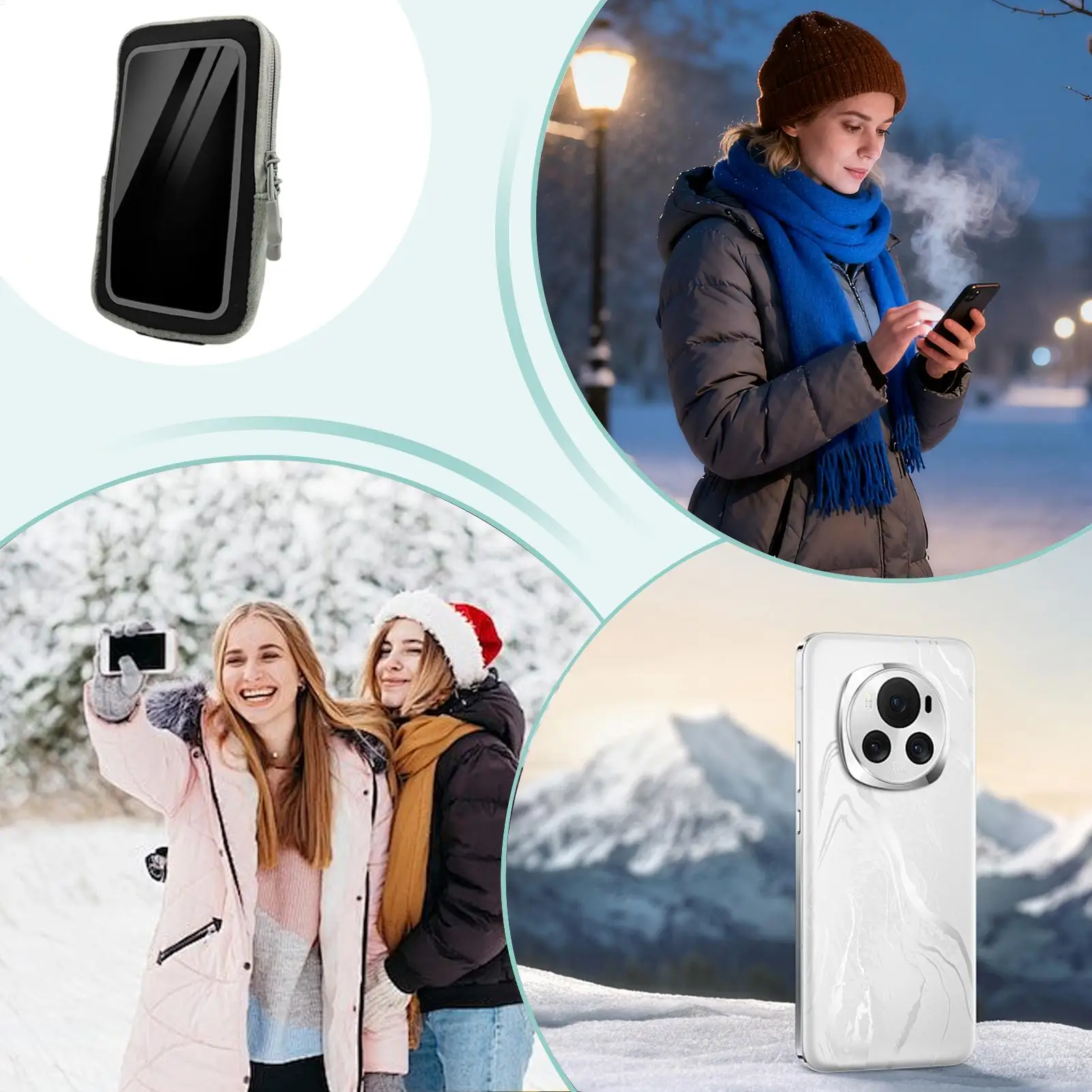 

Термочехол для телефона для катания на лыжах, универсальный противоударный чехол с USB-подогревом, регулируемый термочехол для телефона, сумка для горного туризма