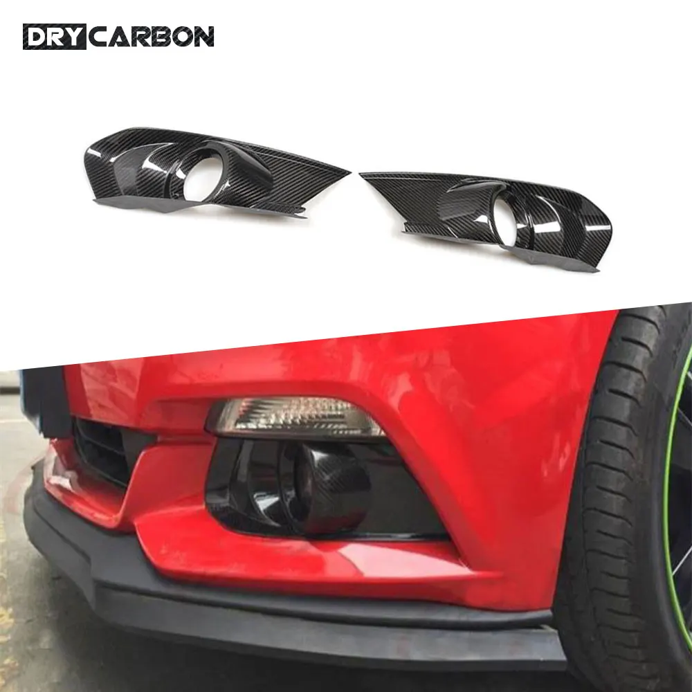 

Car Carbon Fiber Front Fog Light Decoration Cover Fog Lamp Trim Frame Stickers For Ford Mustang 2015 2016 2017 2018