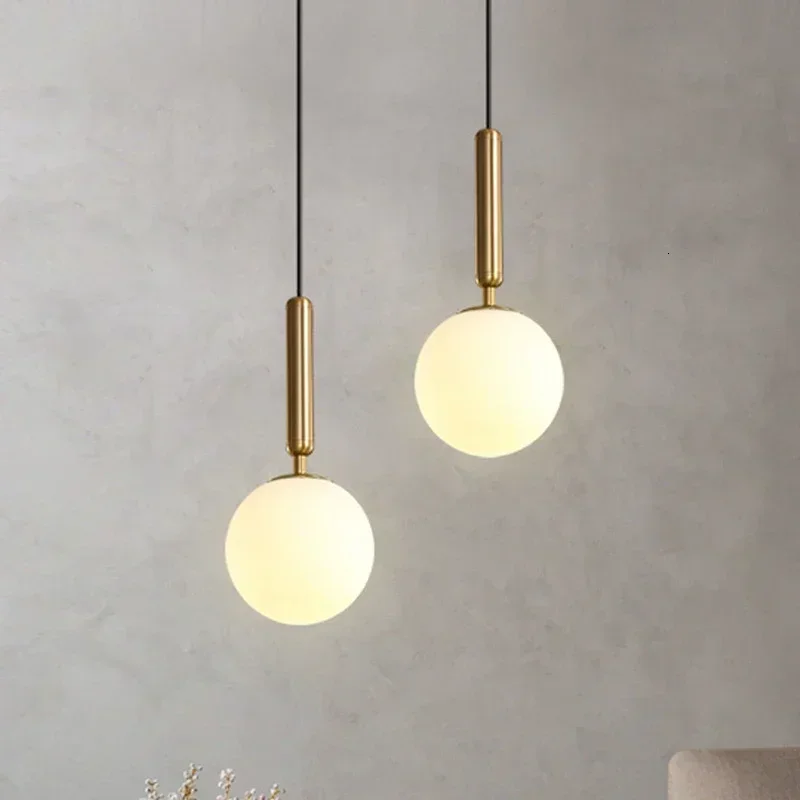 

Modern Pendant Lamp Luxurious Gold Glass Ball Lampshade Hanging Lights Fixtures For Dining Room Bedroom Decoration Lighting