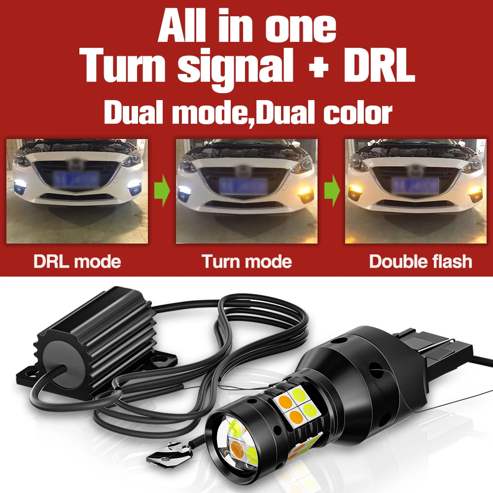 Señal de giro de modo Dual y luz diurna DRL para Honda Civic 10, accesorios LED de 2 piezas, 2016-2021, 2017, 2018, 2019