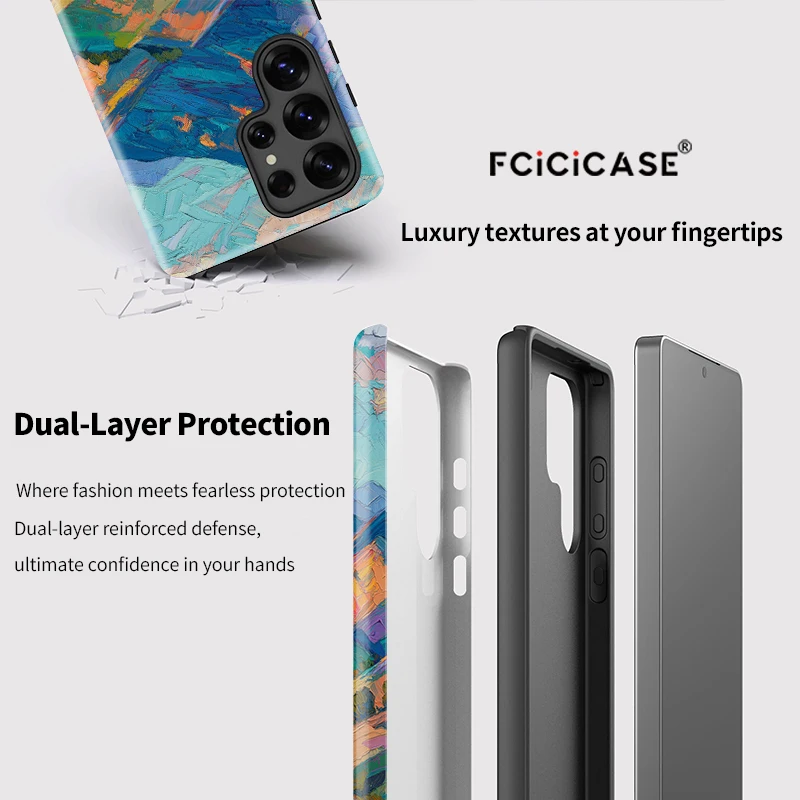 Чехол Fcicicase с красивой горной пейзажей и рисунком для Samsung Galaxy S25 Plus S24 Ultra S23 + S20 FE, акриловый ТПУ, задняя крышка из ПК