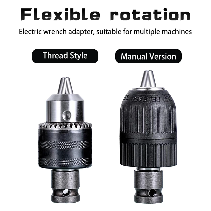 1.5-13MM Drill Chuck Metal Heavy Duty Thread Quick Change Adapter Self Tighten For Impact Wrench Conversion 1/2-20 UNF