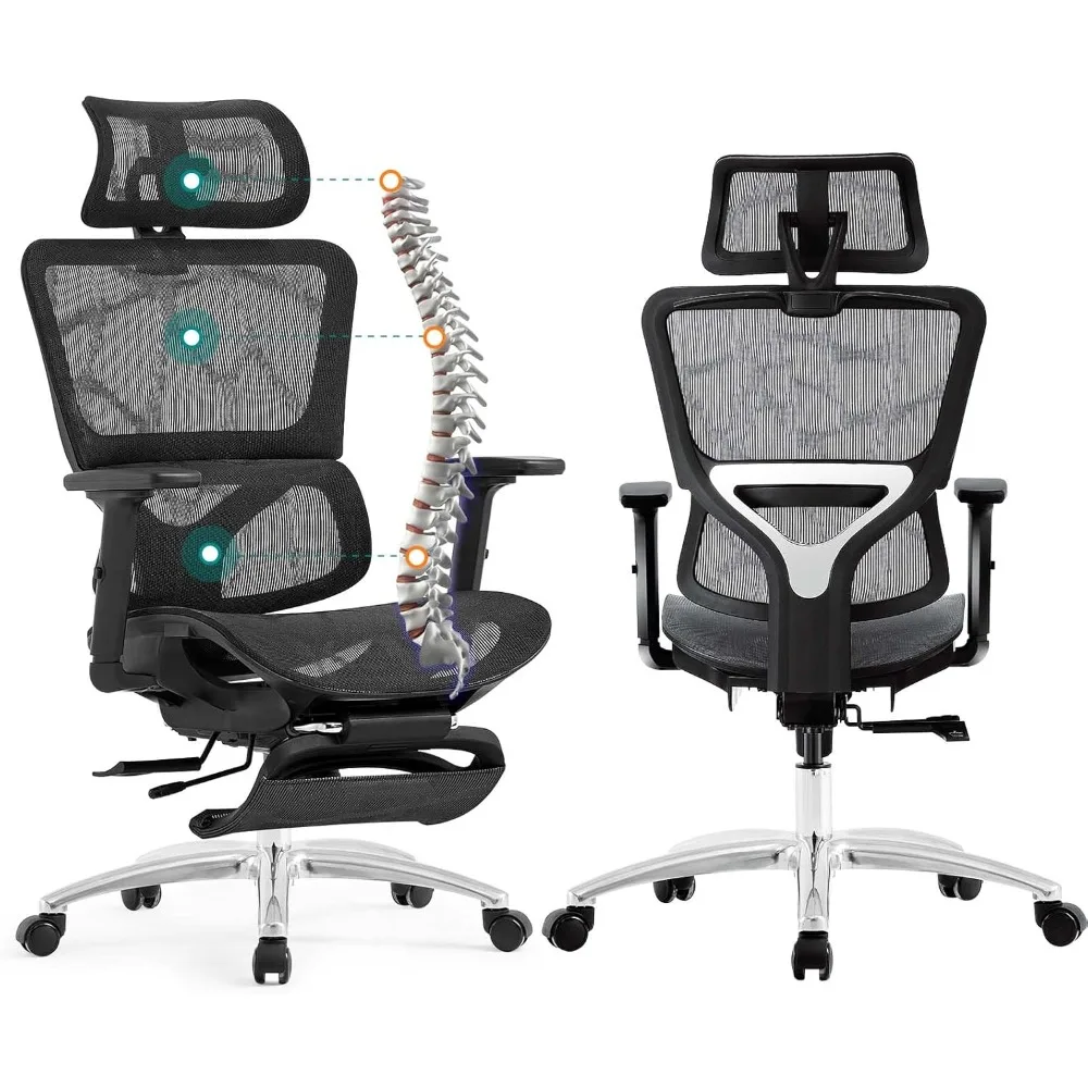 

Ergonomic Office Chair, High Back Home Office Desk Chair with Lumbar Support, 4D Adjustable Armrest & Seat Depth