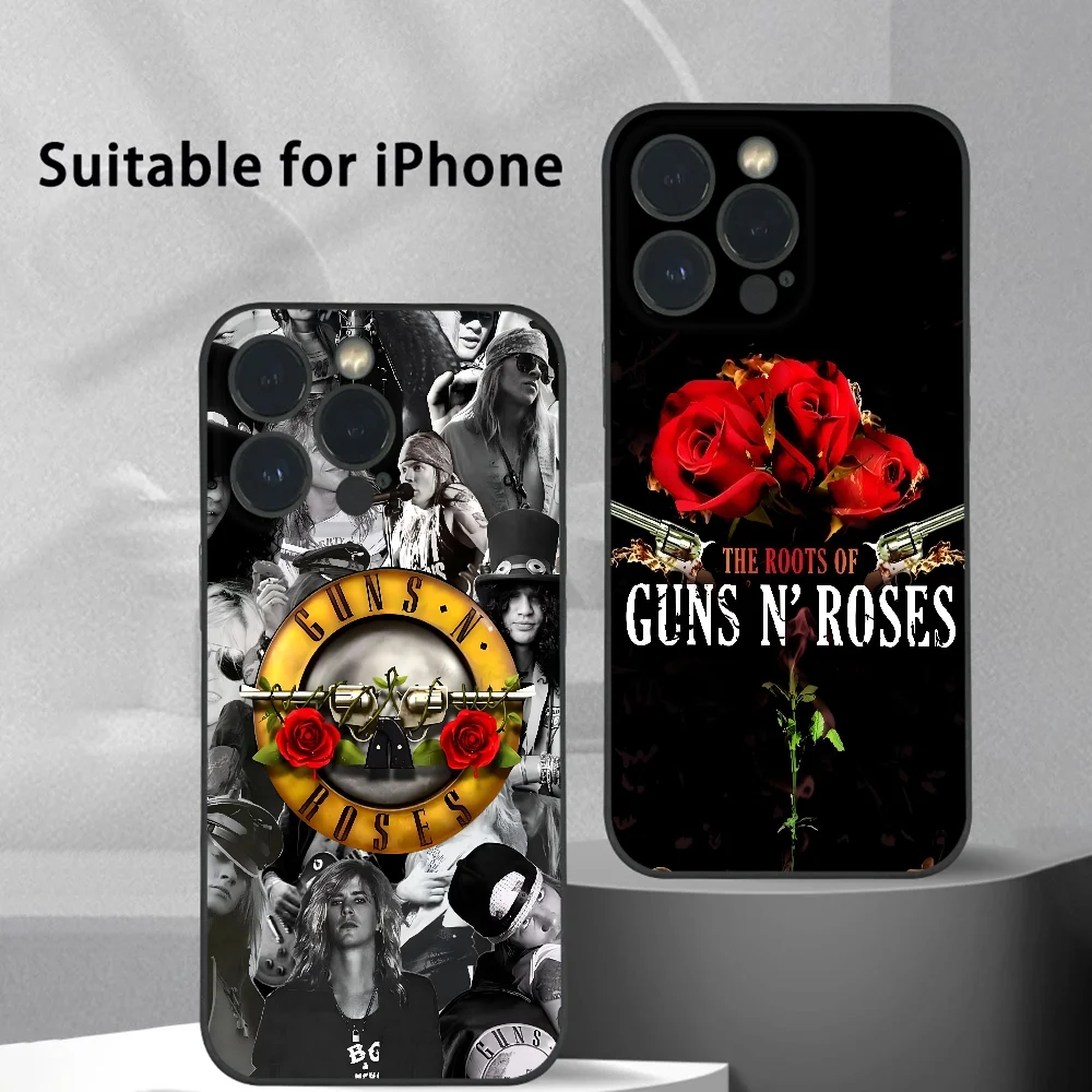 

Hot Band G_Guns N R_Roses Phone Case For iPhone 16 15 14 13 Pro Max Plus Mini Black Frosted Soft Shell Funda