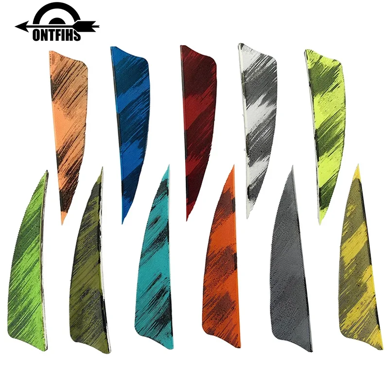 25Pcs 3 Inch Arrow Feather Fletching Shield Cut Feather for Arrows Vane Ink Painting Archery Accessories