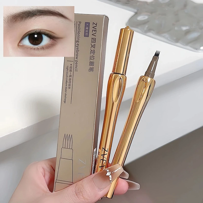 4-Punkt-Microblading-Augenbrauenstift, wasserdichter Augenbrauen-Tattoo-Pinsel, langlebiger Augenbrauenstift, Make-up, einfach anzubringender Augenbrauenstift