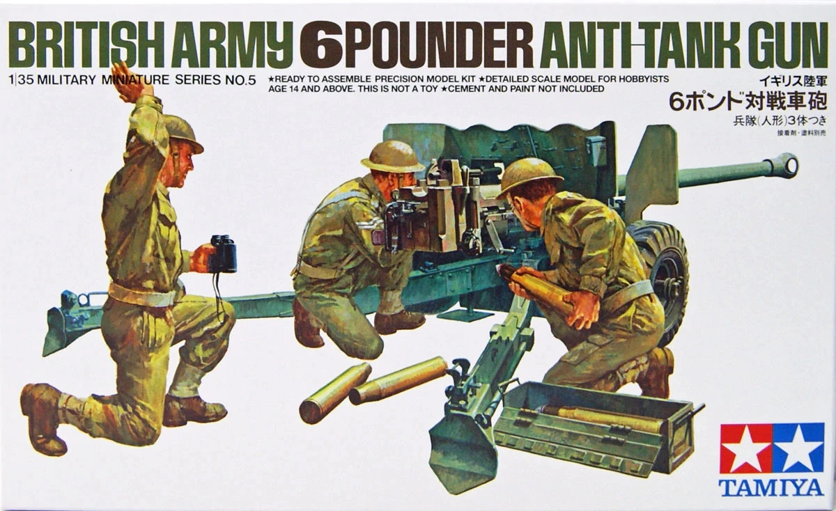 Tamiya 35005 1/35 Scale Model Kit WWII British Army 6 Pounder 57mm Anti-Tank Gun