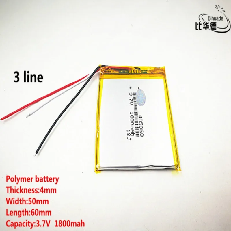 5pcs/lot 3 line Good Qulity 3.7V,1800mAH,405060 Polymer lithium ion / Li-ion battery for TOY,POWER BANK,GPS,mp3,mp4