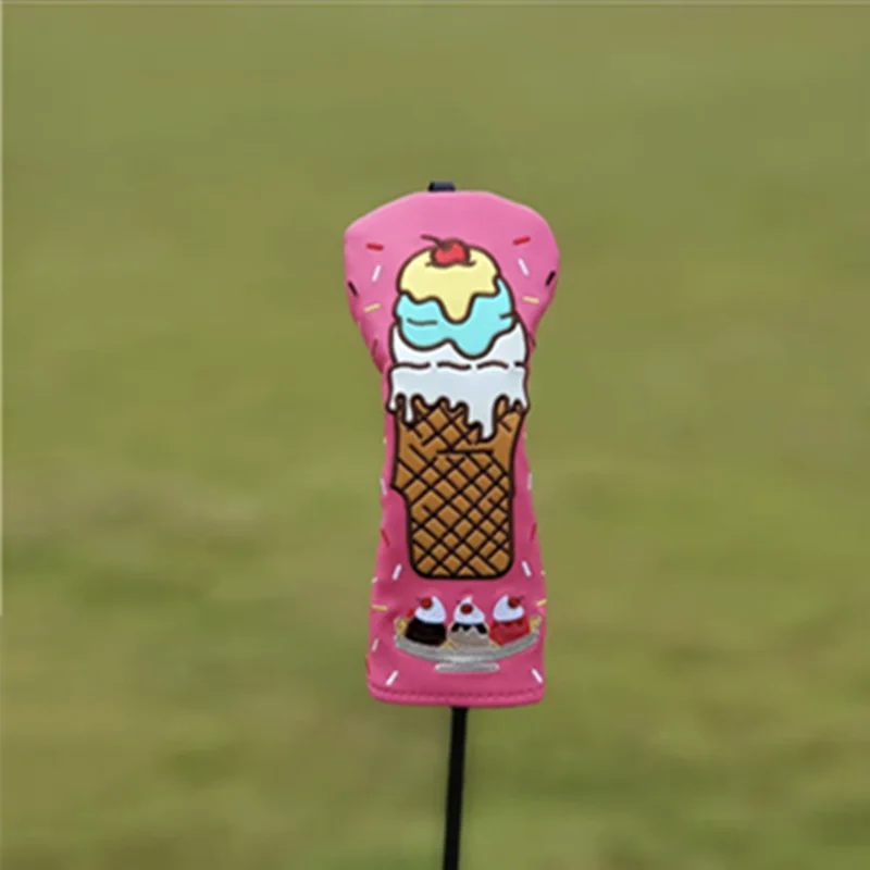 Ice Cream Design Tampa De Madeira De Golfe, Híbrido Motorista Fairway, À prova d\'água Protector Set, Durable Golf Putter Head Club Capas