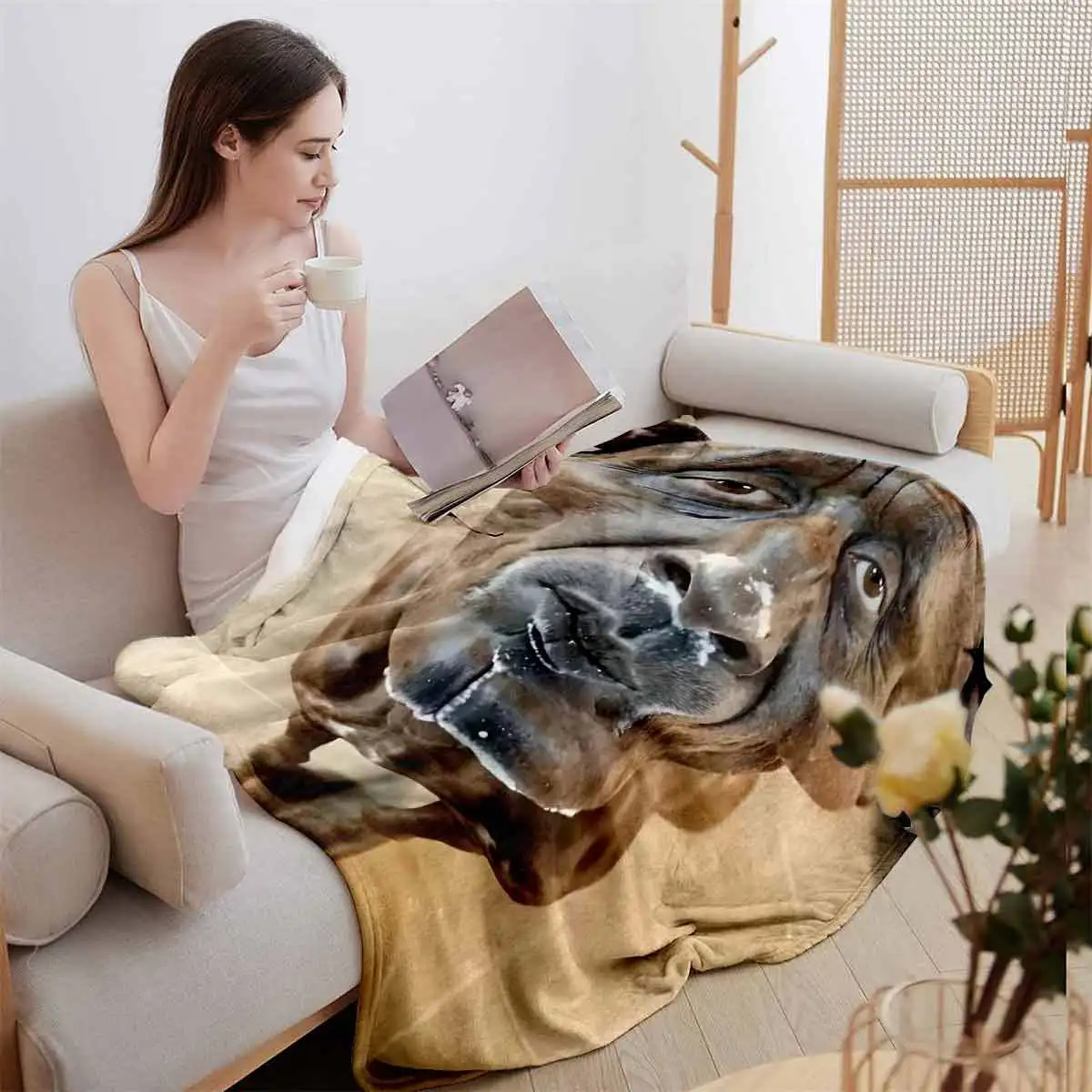 Goofy Ahh Dog Design Flannel Blanket Cat-Like Flannel Blanket Non-Shedding Housewarming Birthday Gift Anime Fan Must-Have Sofa /