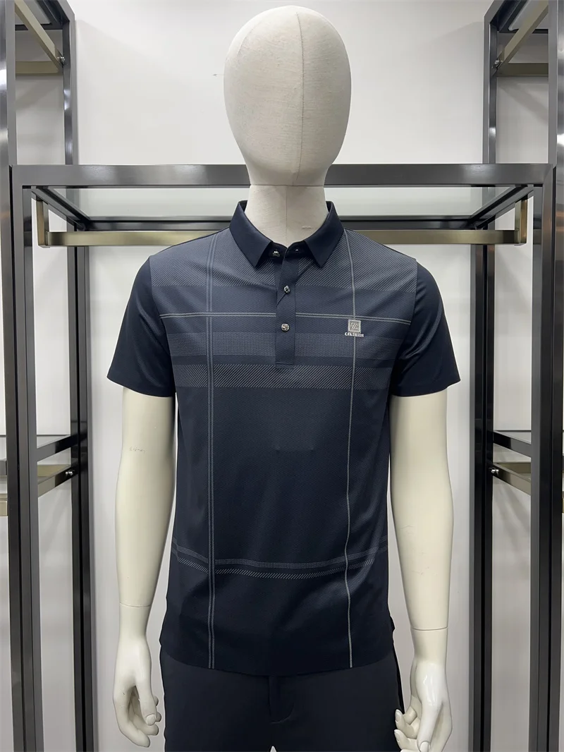 

Мужская повседневная футболка Busin Casual с коротким рукавом, лето 2023, дышащая, из микроэластичной ткани, модная, городская, стандартного кроя, с принтом