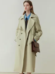 FSLE Classic Fashion Double-breasted Mid-length Trench Coat Female Spring New British Style Solid All-match Windbreak for Women