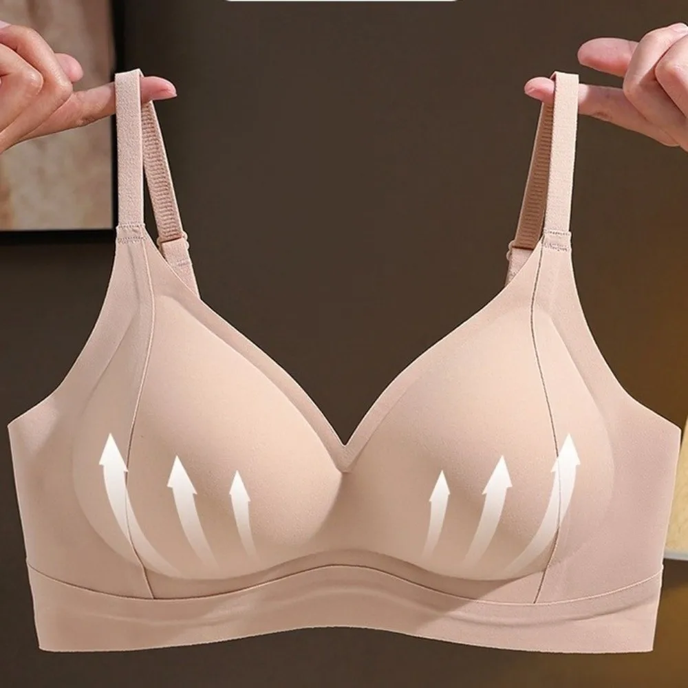 

Comfortable Deep V Wireless Push Up Bra Shockproof Anti-sagging Underwear for Women Thin Lingerie Seamless Bra Summer