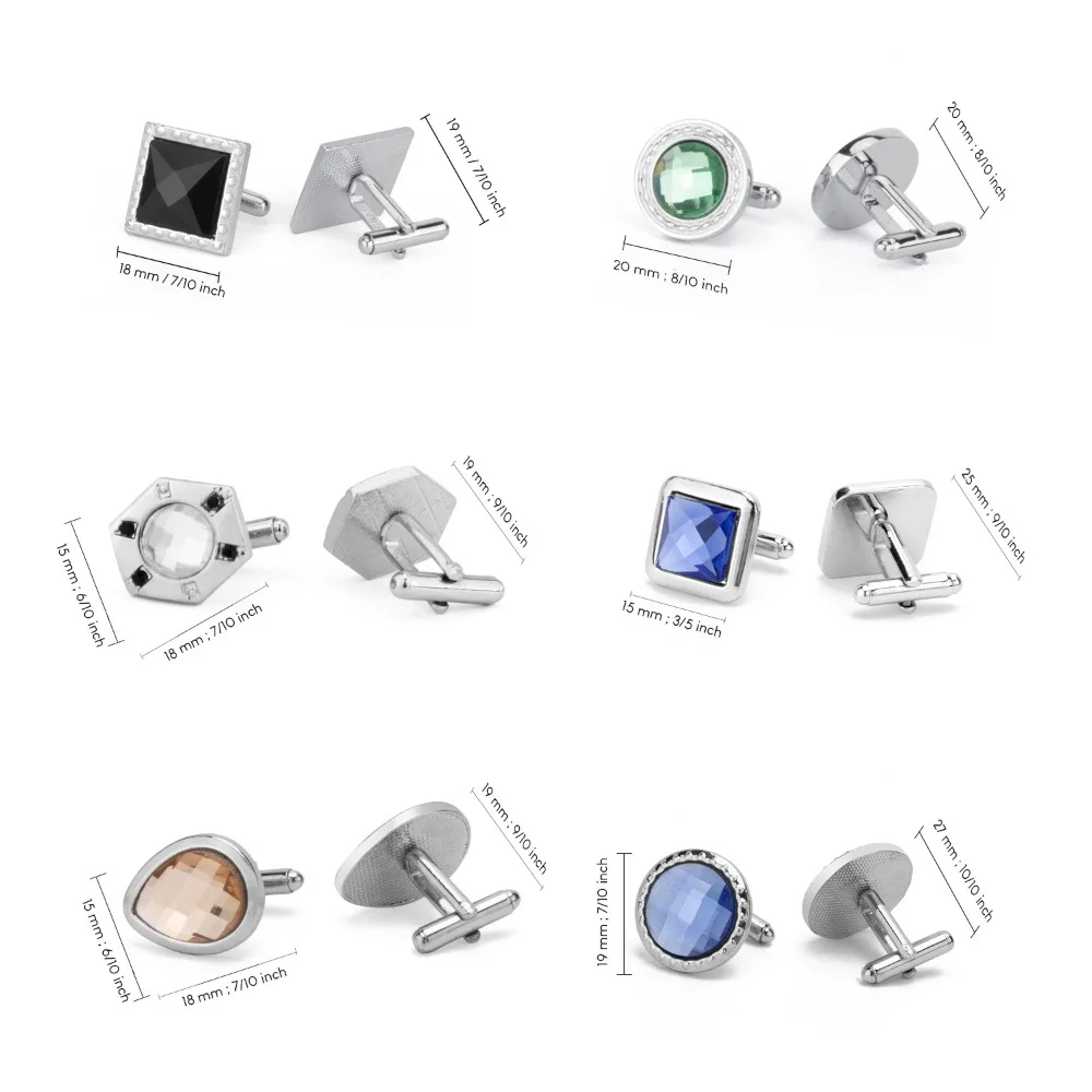 2PCS Euro American Men's Fashion Cufflinks High Grade Gem Encrusted Sleeve Buttons Elegant Luxury Accessories for Formal Dressin