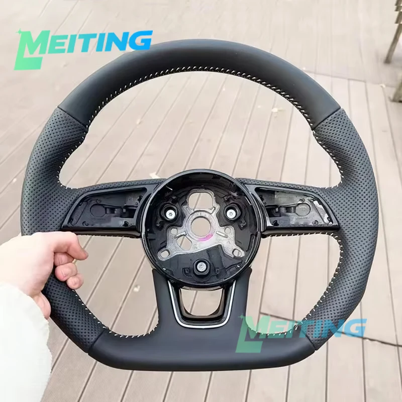 Suitable for Audi RS3 RS4 RS5 A3 A4 B9 A5 S3 S4 S5 2017-2021 leather flat bottomed sports steering wheel