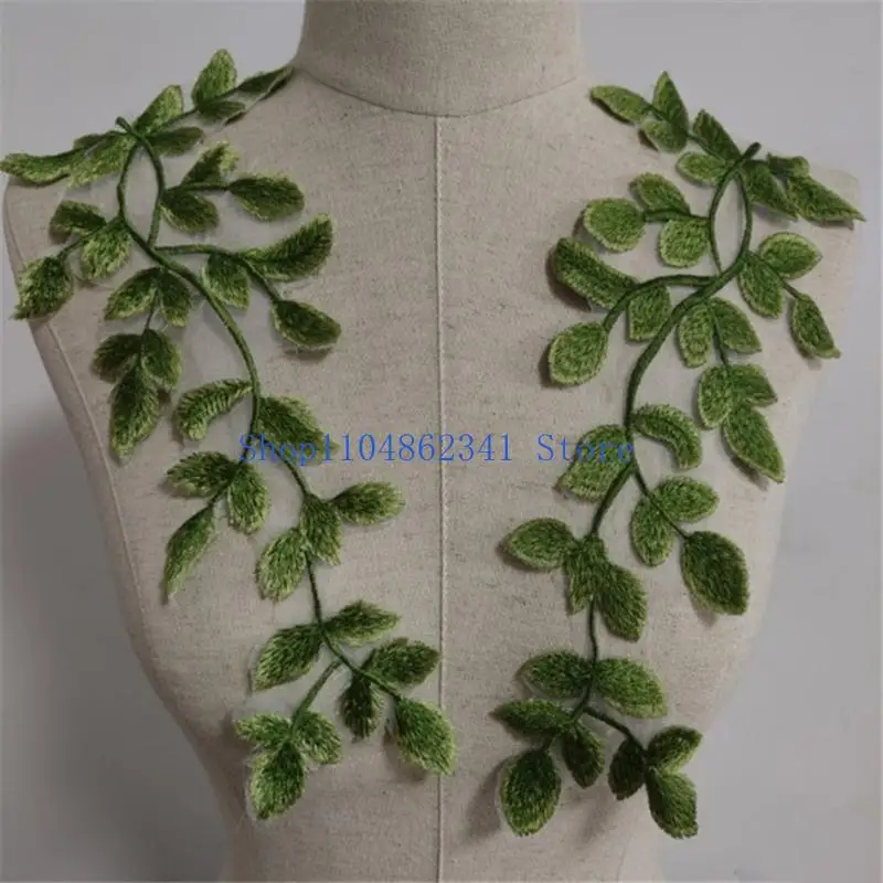 

5asd Green Sewing Patches Elegant Foliage Applique for Decoration Oversized Appliques Sew on Dress Accessories