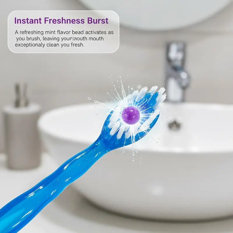 2/12Pcs Bursting Bead Disposable Toothbrush with Dental Floss Travel Oral Care Kit for Adults Outdoor Use