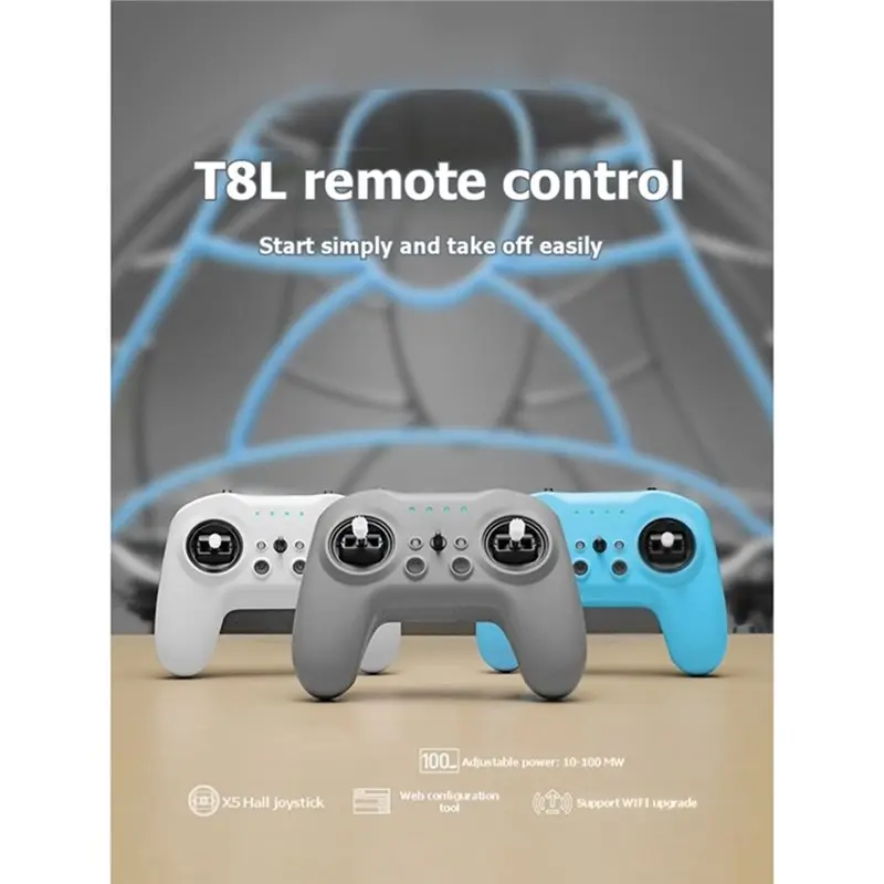 Y44A T8L Radio Controller ExpressLRS 2.4GHz Module for FPV Drone RC for Pilot Ergonomic Gamepad Design Blue