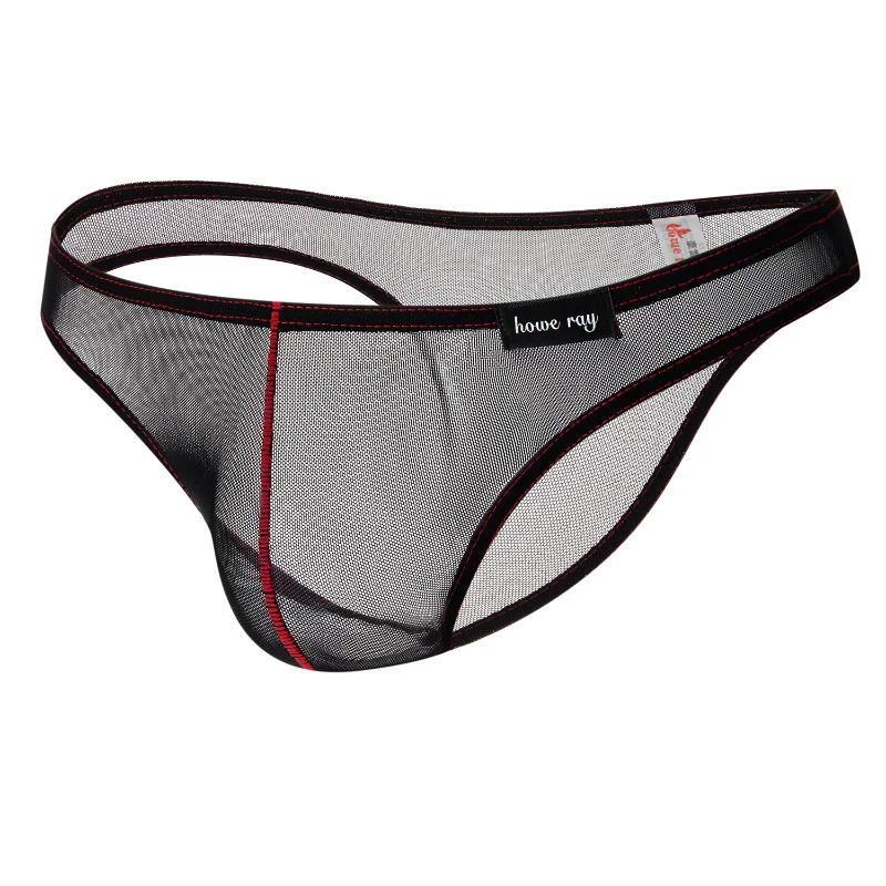 Ropa interior de malla transparente para hombre, Mini bragas finas, Tanga transpirable, calzoncillos de cintura baja, Tanga convexo en U