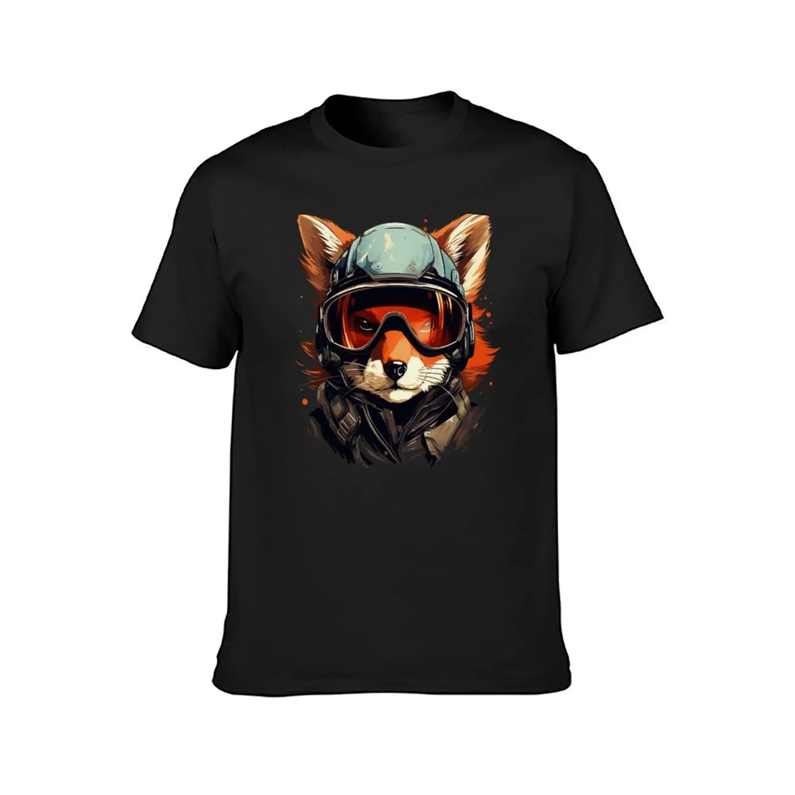 Cute Fox in Motorcycle Gear T-Shirt Blouse funnys customs mens t shirts