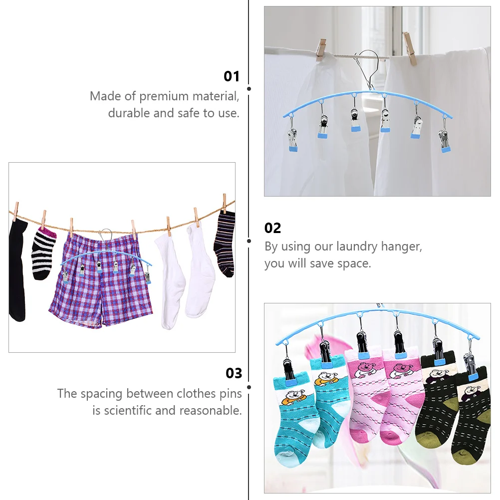 

PVC Stainless Steel Hanger Clips Rack for Socks Underwear Windproof Drying Space Saving Laundry Clothes Holder