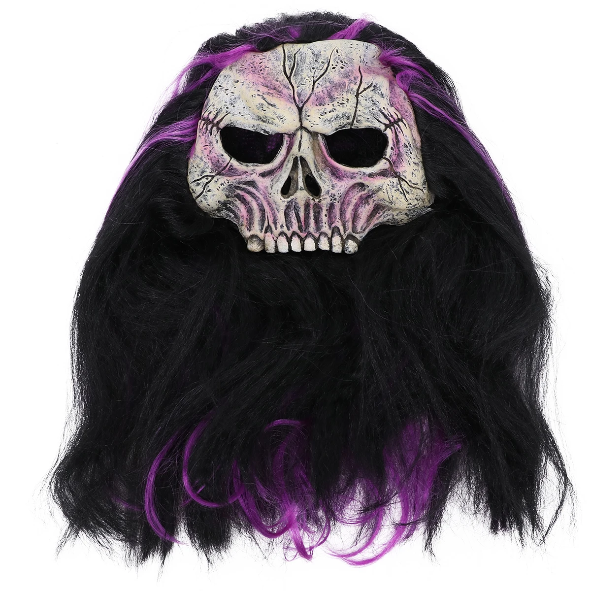 

1 pc Skull Halloween Party Decoration Purple Hair Soft Lightweight Mask For Costume Carnival Role Play Easter Event Halloween