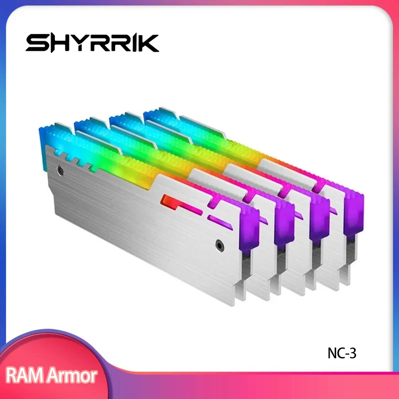 

Shyrrik 5V ARGB RAM Memory Heatsink Cooling Vest AURA Control Aluminum Desktop PC RAM Cooler Heat Sink Radiator Thermal Pad NC-3