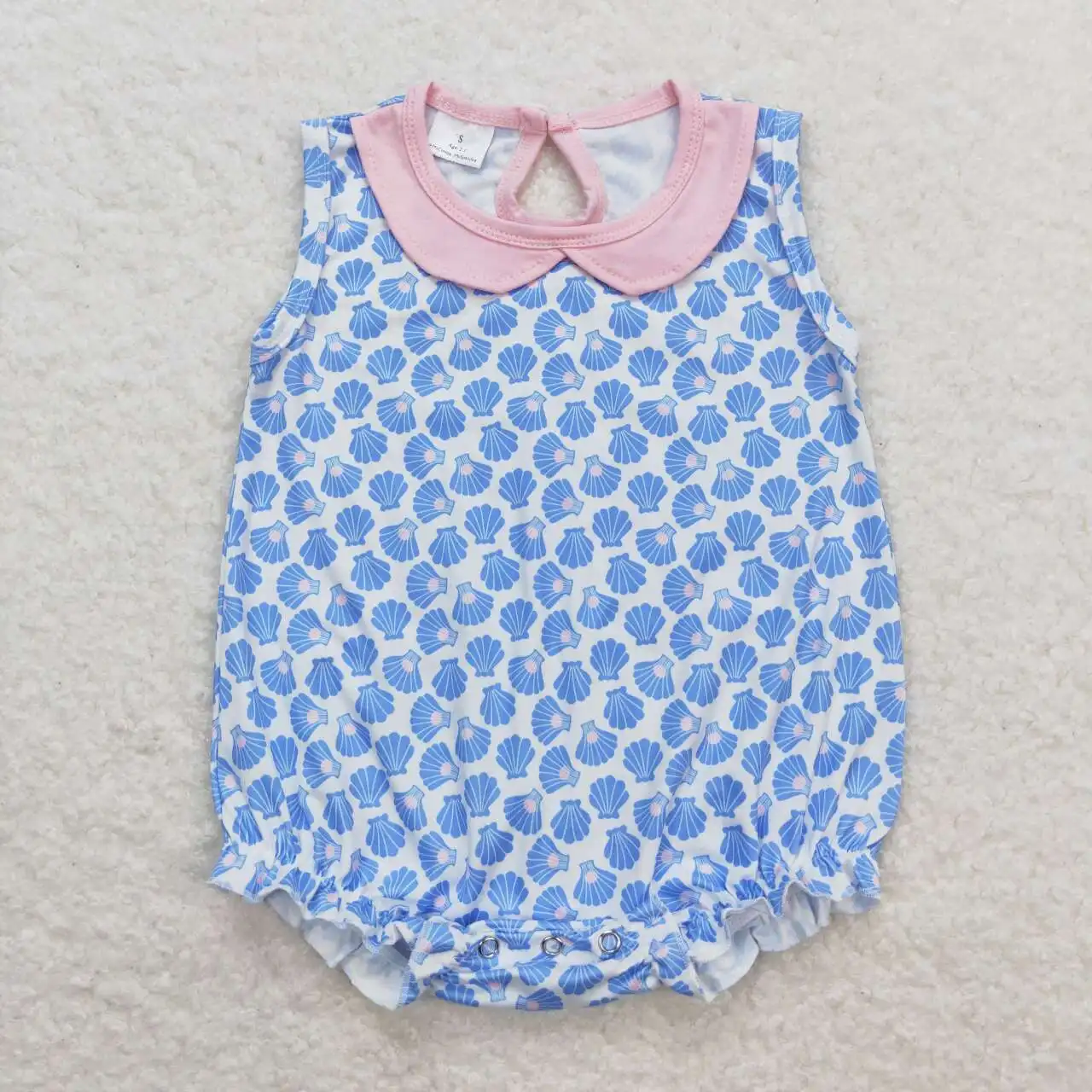 Wholesale Sibling Sister Baby Girls Pink Checkered Collar Bubble Rompers Newborn Coverall Bodysuit Kids Children Clothes