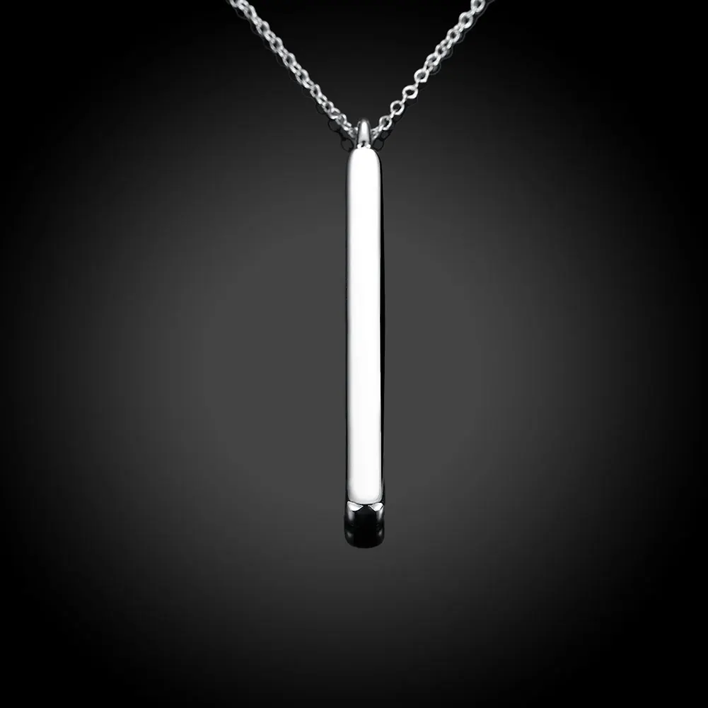 

Japanese and Korean Fashion Jewelry Party 925 Silver Fine Chain Decoration Women's Simple Straight Square Column Pendant