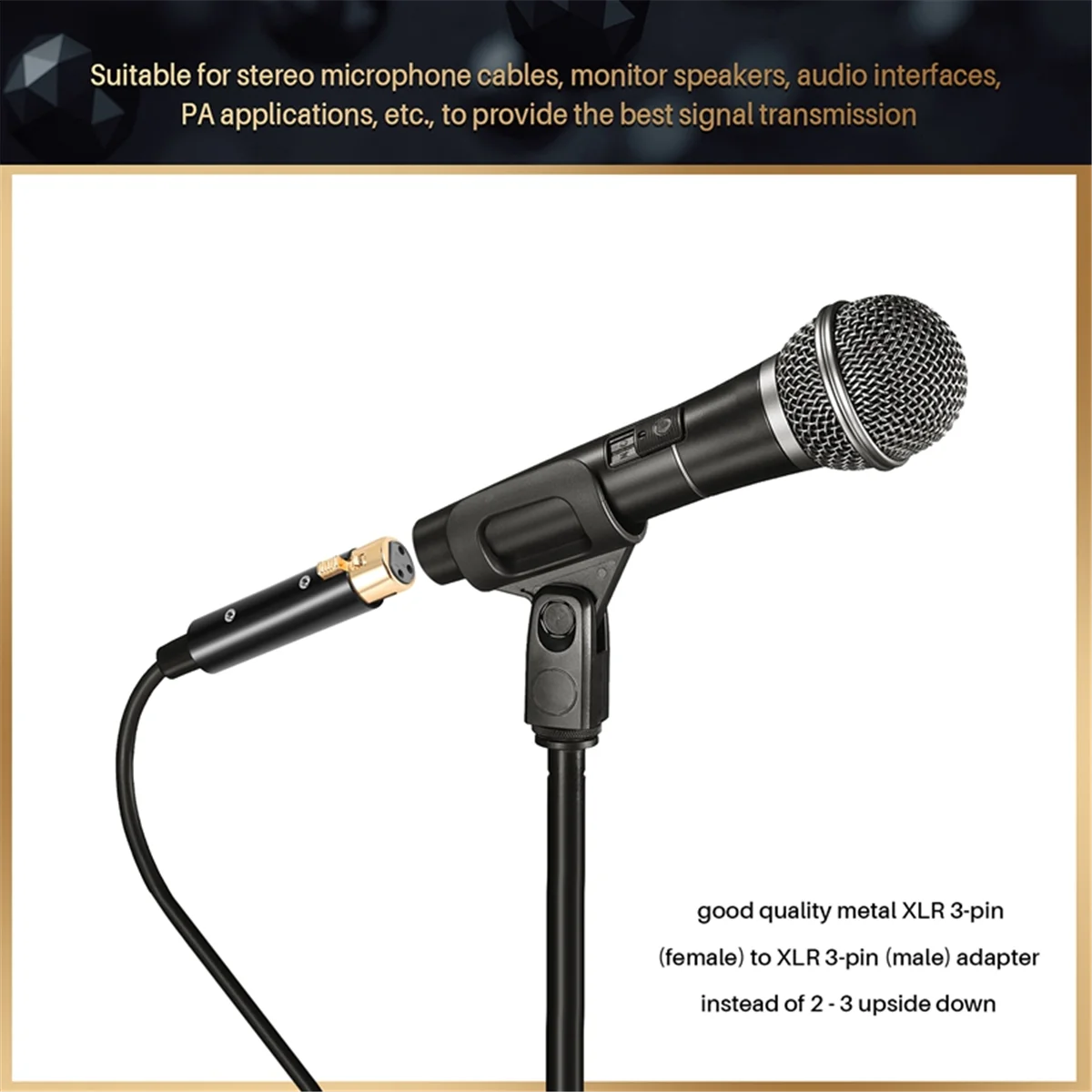 Adaptateur ABFA XLR 3 broches femelle vers XLR 3 broches mâle, Interfaces audio, pour câble de microphone stéréo