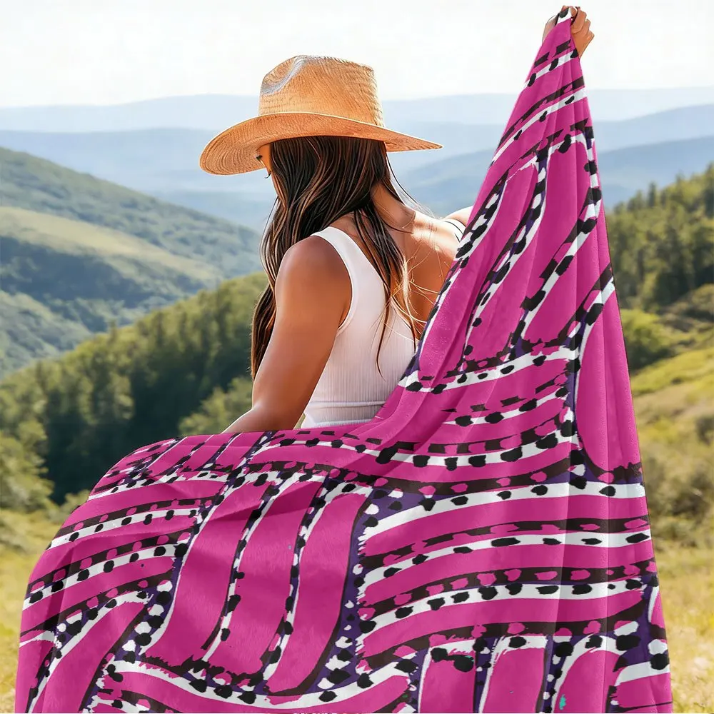 Large Abstract Print Picnic Camping Blanket Outdoor Beach Patio Throw Throw Ground Mat 150x200cm Vibrant Design