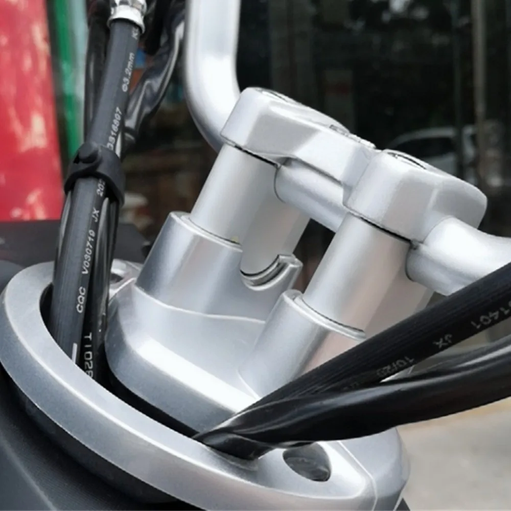 28mm / 1-1/8 Inch Motorcycle Handlebar Riser Aluminum Alloy Sliver/Black Motorcycle Bar Clamps Includes Bolts and Washers